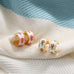Garden Meadow Flower Enamel Huggie Hoop Earrings | 40E512