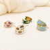 Garden Meadow Flower Enamel Huggie Hoop Earrings | 40E512