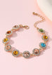 Multicolor Crystal Sunflower Halo Link Bracelet | 40B5261