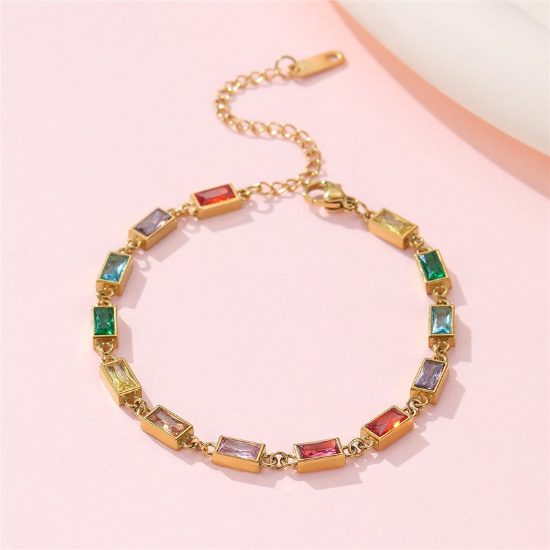 18K STAINLESS STEEL RAINBOW CRYSTAL BRACELET | 40B5265