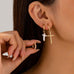 Cross Charm Huggie Hoop Trio Earrings Set | 80E63280