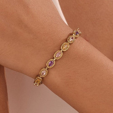 Multicolor Rainbow Crystal Halo Bracelet | 40B5268