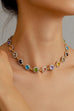 Rainbow Crystal Halo Statement Necklace | 40NK9719