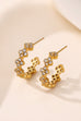 Floral Clover Rhinestone Semi-Hoop Earrings | 40E515
