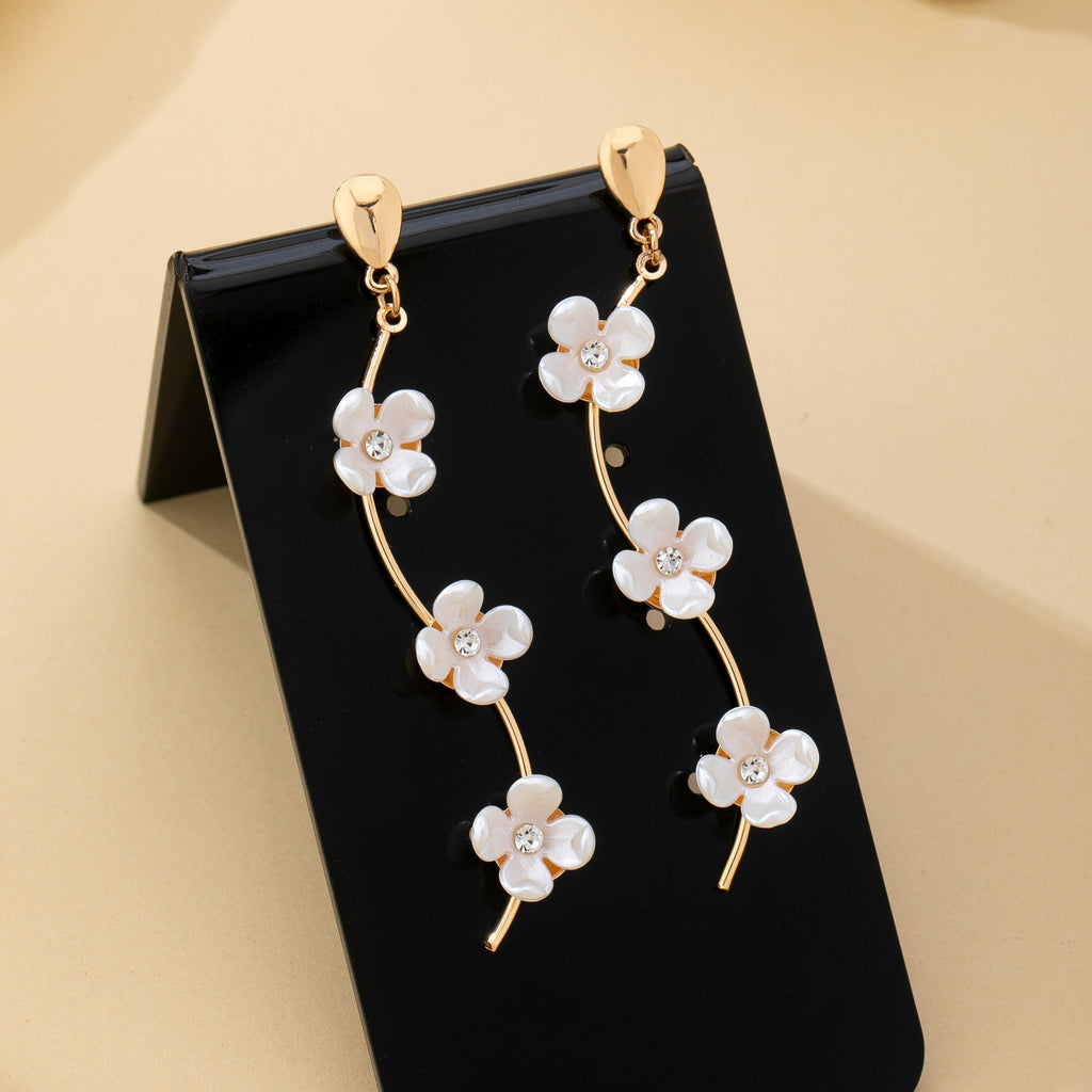 Mother of Pearl Flower Vine Drop Earrings | 80E62398
