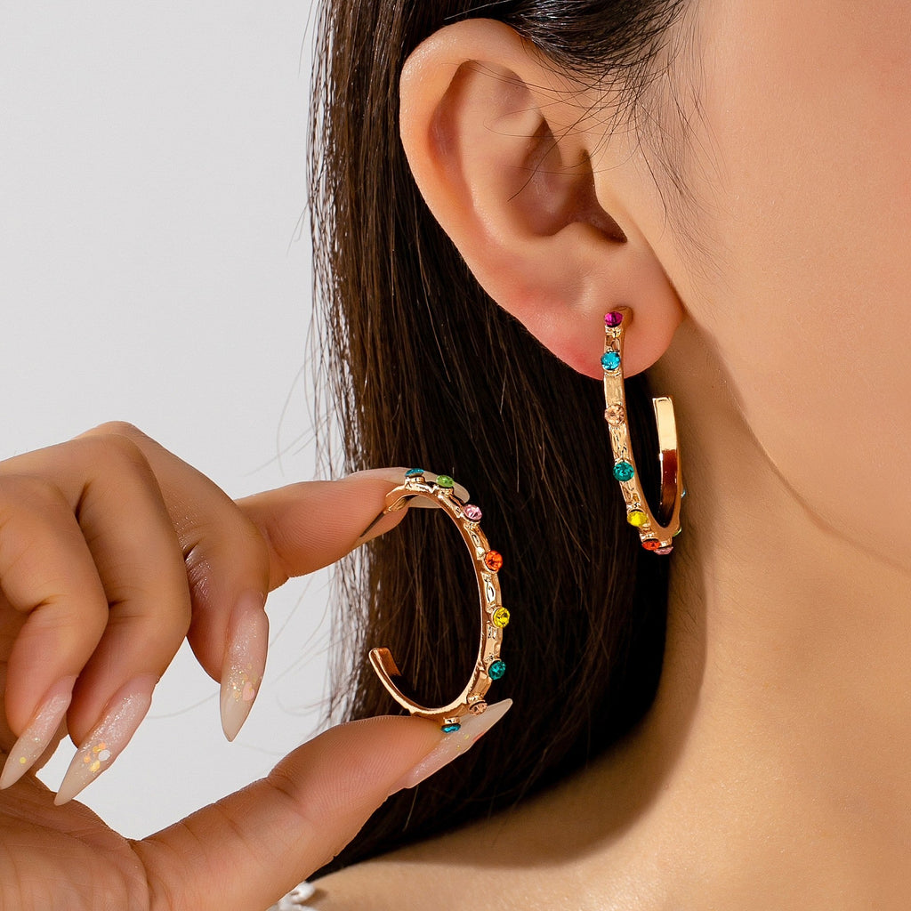 Multi Color Gemstone Hoop Earrings | 80E62415