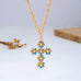 Pearl & Pastel Crystal Cross Pendant Necklace | 80N93280
