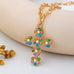 Pearl & Pastel Crystal Cross Pendant Necklace | 80N93280