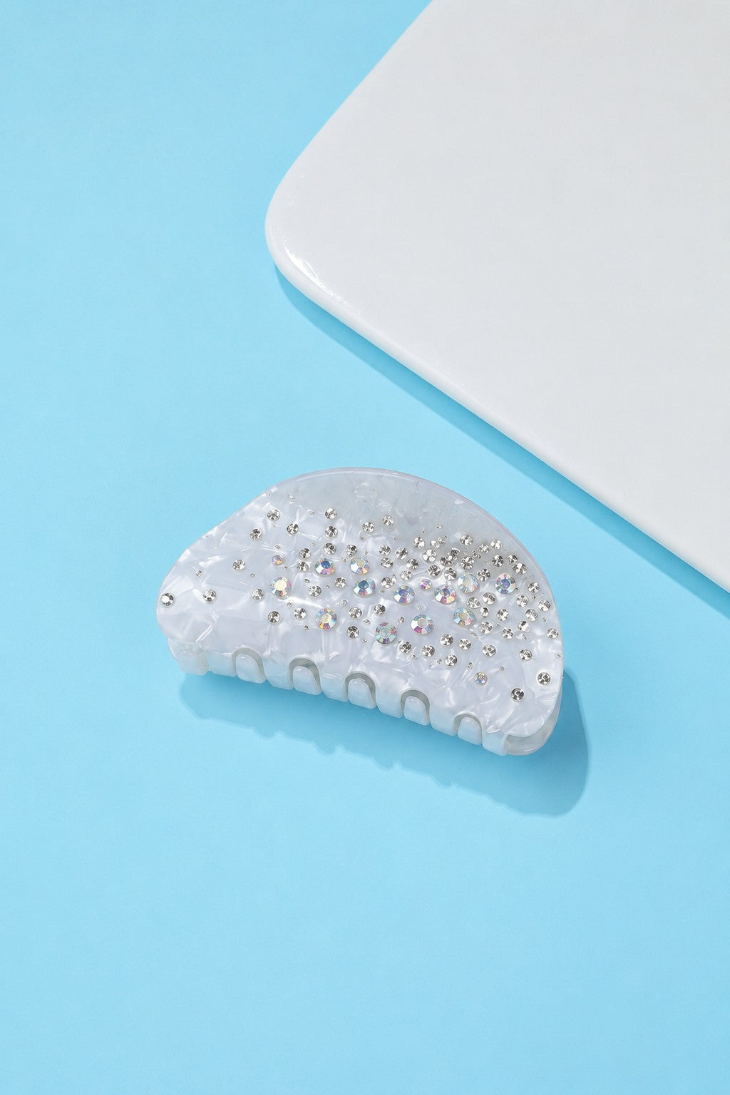 Sparkling Iridescent Crystal half Moon Hair Claw | 40H1114