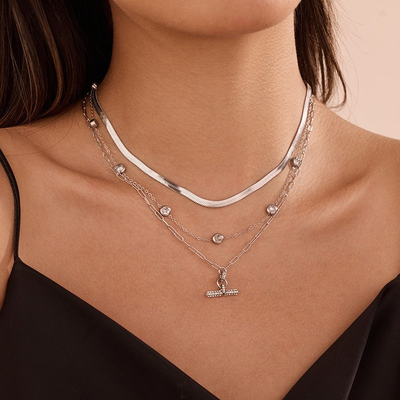 STAINLESS STEEL TARNISH FREE LAYERED NECKLACE SET |40NK9725