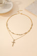 18K STAINLESS STEEL TARNISH FREE CROSS LAYERED NECKLACE | 40NK9726