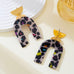 Leopard Print Arch Statement Drop Earrings | 80E63311