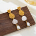 Triple-Tier Gold Floral & Crystal Dangle Earrings | 80E62438