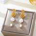 Triple-Tier Gold Floral & Crystal Dangle Earrings | 80E62438