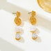 Triple-Tier Gold Floral & Crystal Dangle Earrings | 80E62438