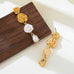 Triple-Tier Gold Floral & Crystal Dangle Earrings | 80E62438
