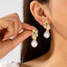Textured Gold Floral & Pearl Dangle Earrings | 80E62427