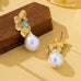 Textured Gold Floral & Pearl Dangle Earrings | 80E62427