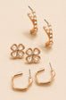 Floral Gem Pearl Hoop Trio Earrings | 80E62420