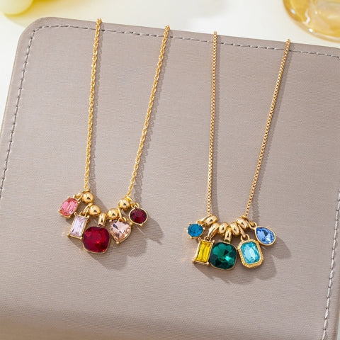 Multicolor Crystal Cluster Charm Pendant Necklace | 80N93296