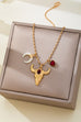 Ruby & Crescent Bull Skull Charm Necklace | 80N93321