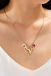 Ruby & Crescent Bull Skull Charm Necklace | 80N93321