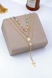 Multi-Strand Color Bead & Cross Lariat Necklace | 80N93303