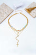 Multi-Strand Color Bead & Cross Lariat Necklace | 80N93303
