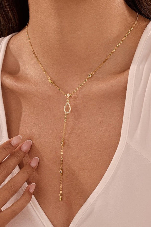 STAINLESS STEEL TARNISH FREE RHINESTONE Y NECKLACE | 40NK9734