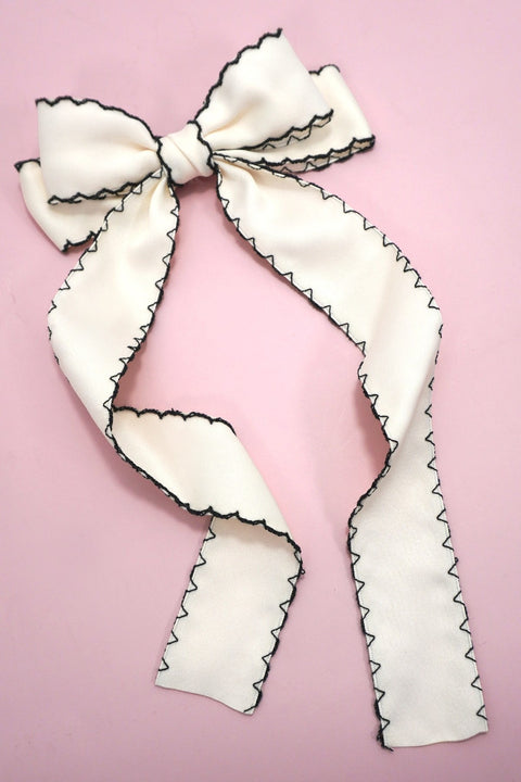 Zigzag Edge Hair Bow Ribbon Hair Clips | 40H763