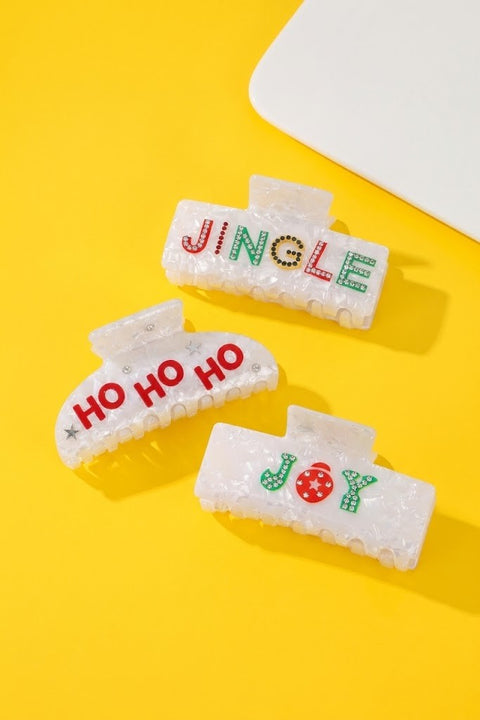 Christmas Jingle Ho Ho Ho Joy  Hair Claw Clips | 40H1127
