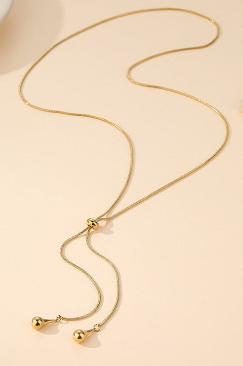 18K STAINLESS STEEL TARNISH FREE TEARDROP Y NECKLACE | 40NK9739