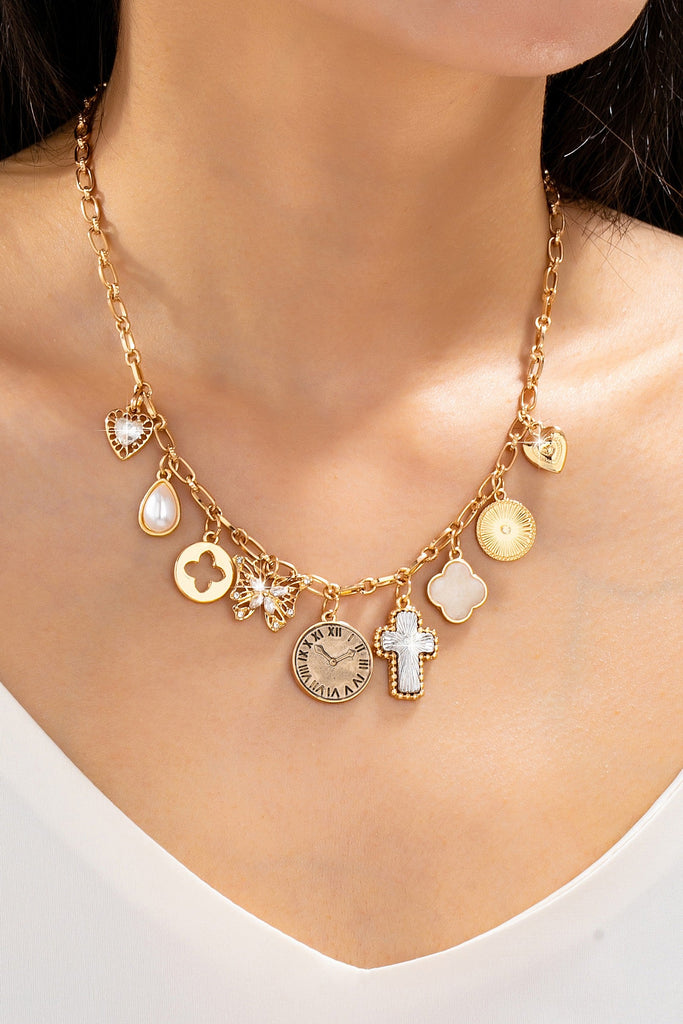 Eclectic Celestial & Vintage Charm Necklace | 80N93123
