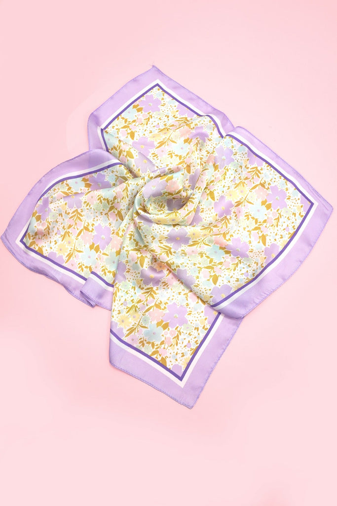 Delicate Floral Silk Finish Bandana Scarf | 40SC727
