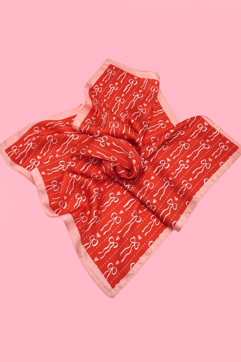 Bow and Heart Silk Finish Bandana Scarf | 40SC728