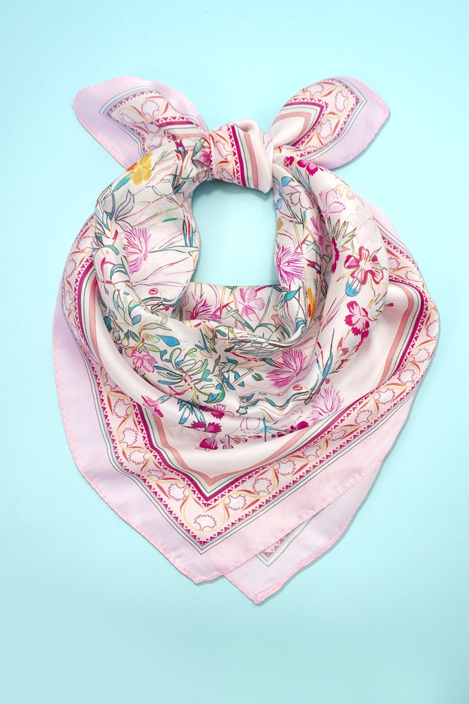 Floral Flower Silk Finish Bandana Scarf | 40SC725