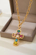 Multi-Colored Crystal Cross Necklace | 80N93265