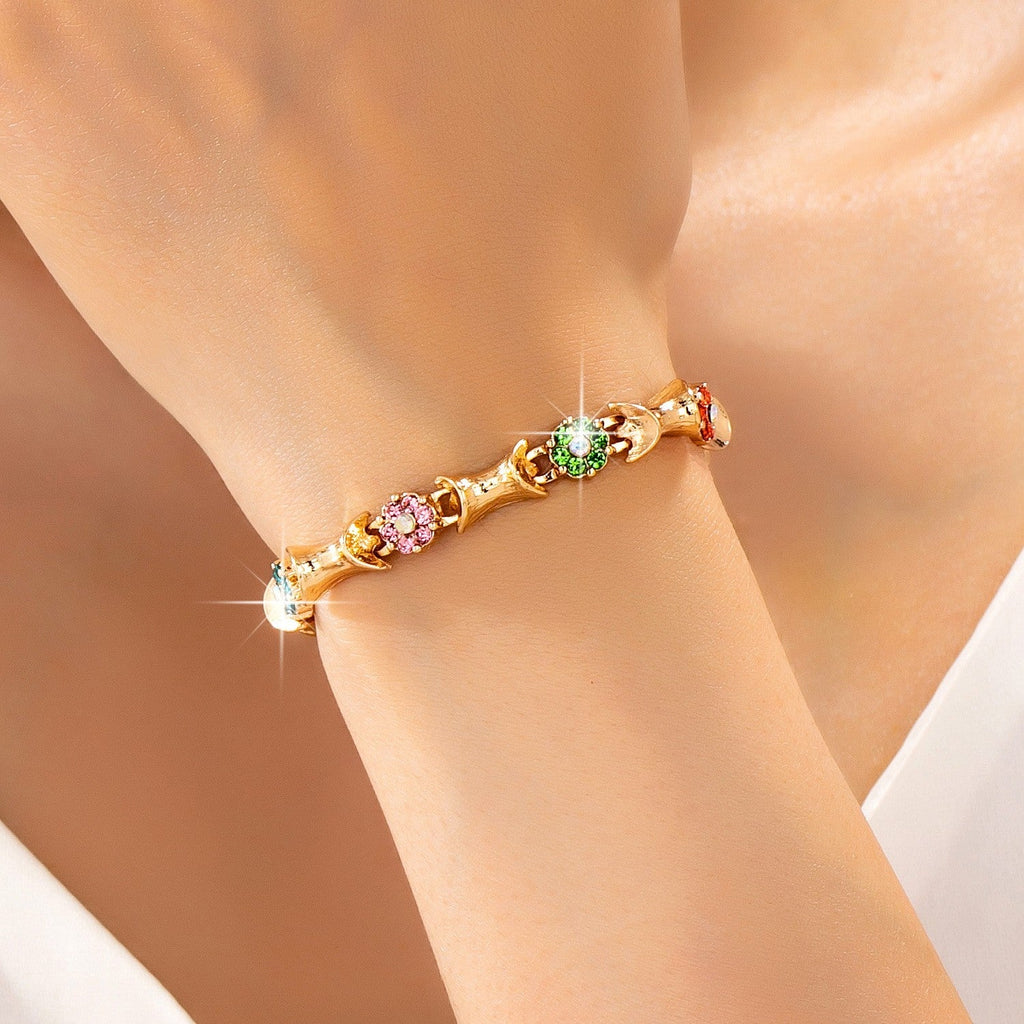 Multi Color Floral Baguette Crystal Bracelet | 80B1835