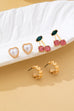 Trio Heart, Huggie, and Cherry Earring Set | 80E62473