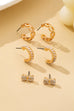Trio Bow, Pearl Huggie, and Chain Hoop Earring Set | 80E6247