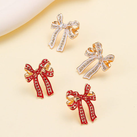 CHARMING RHINESTONE BOW EARRINGS | 40E524