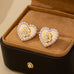 Vintage-Inspired Rose & Pearl Heart Earrings | 80E62528