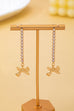 Crystal Pavé Linear Drop Earrings with Ribbon Bow | 80E62555