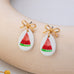 Gold Bow Drop Enamel Charm Statement Earrings | 80E62585