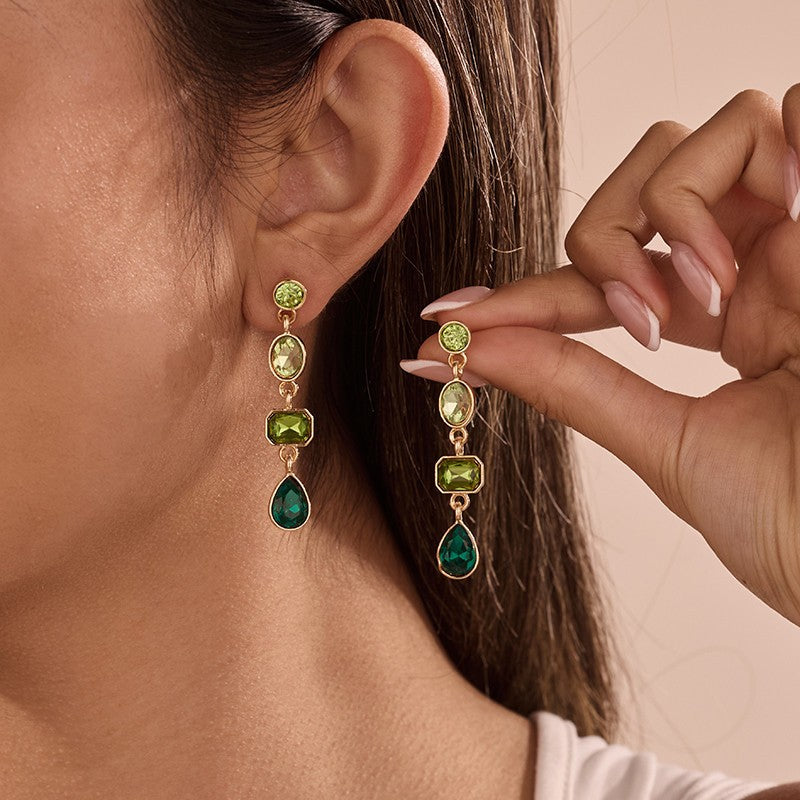 4 Tier Drop Layer Rhinestone Earrings | 40E527