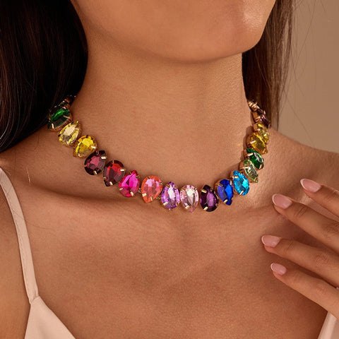 Oversized Teardrop Crystal Tennis Necklace | 40NK9746