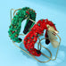 CHRISTMAS JINGLE BELL SEED BEAD HAIR BAND HEADBAND | 40HB206