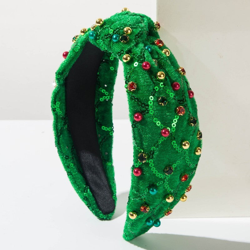 CHRISTMAS JINGLE BELL SEED BEAD HAIR BAND HEADBAND | 40HB206