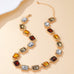 Emerald-Cut Earth Tone Crystal Collar Necklace | 40NK9748