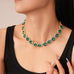 Multicolored Rhinestone Station Statement Necklace| 40NK9747